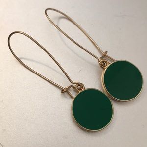 Green Enamel Dangle Earrings